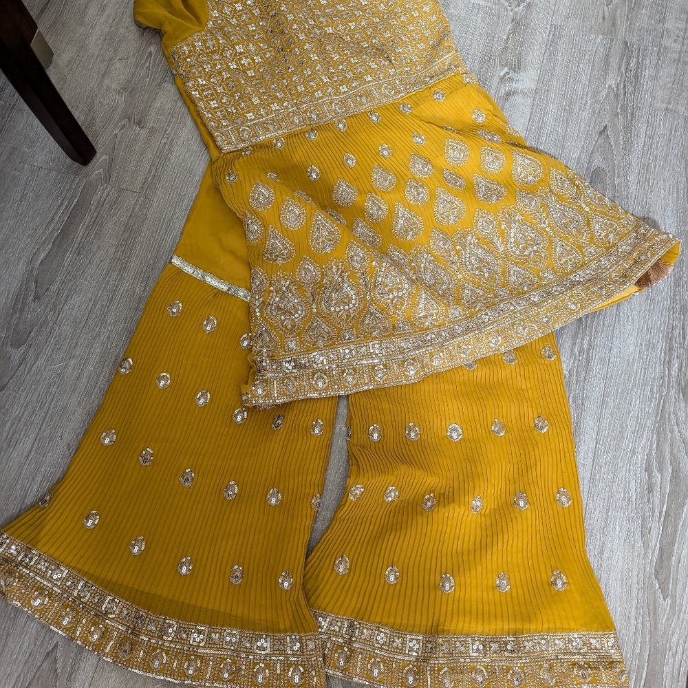 Party style Yellow mustard sharara suit